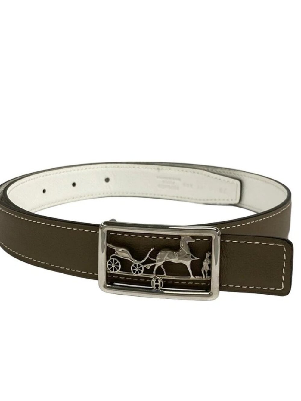 HERMES Etoupe Veau Swift D Belt